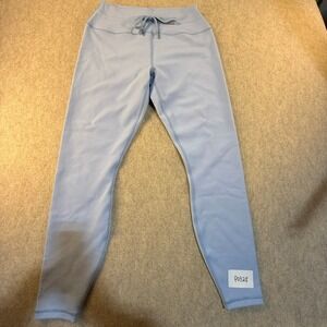 Greyson Clothiers Ribbed High Waisted Leggings Light Blue Drawstring NWT Size L
